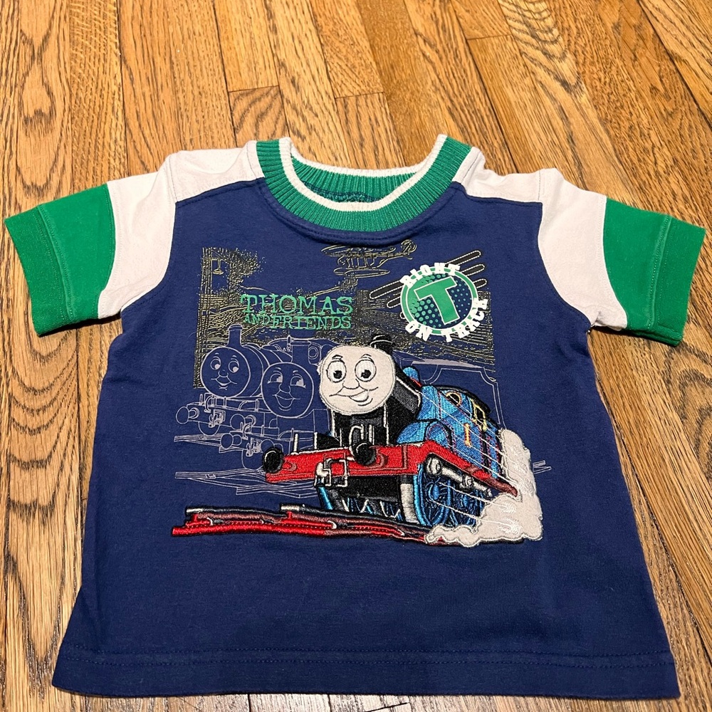 Vintage Thomas & Friends Blue and Green Crew Neck Shirt